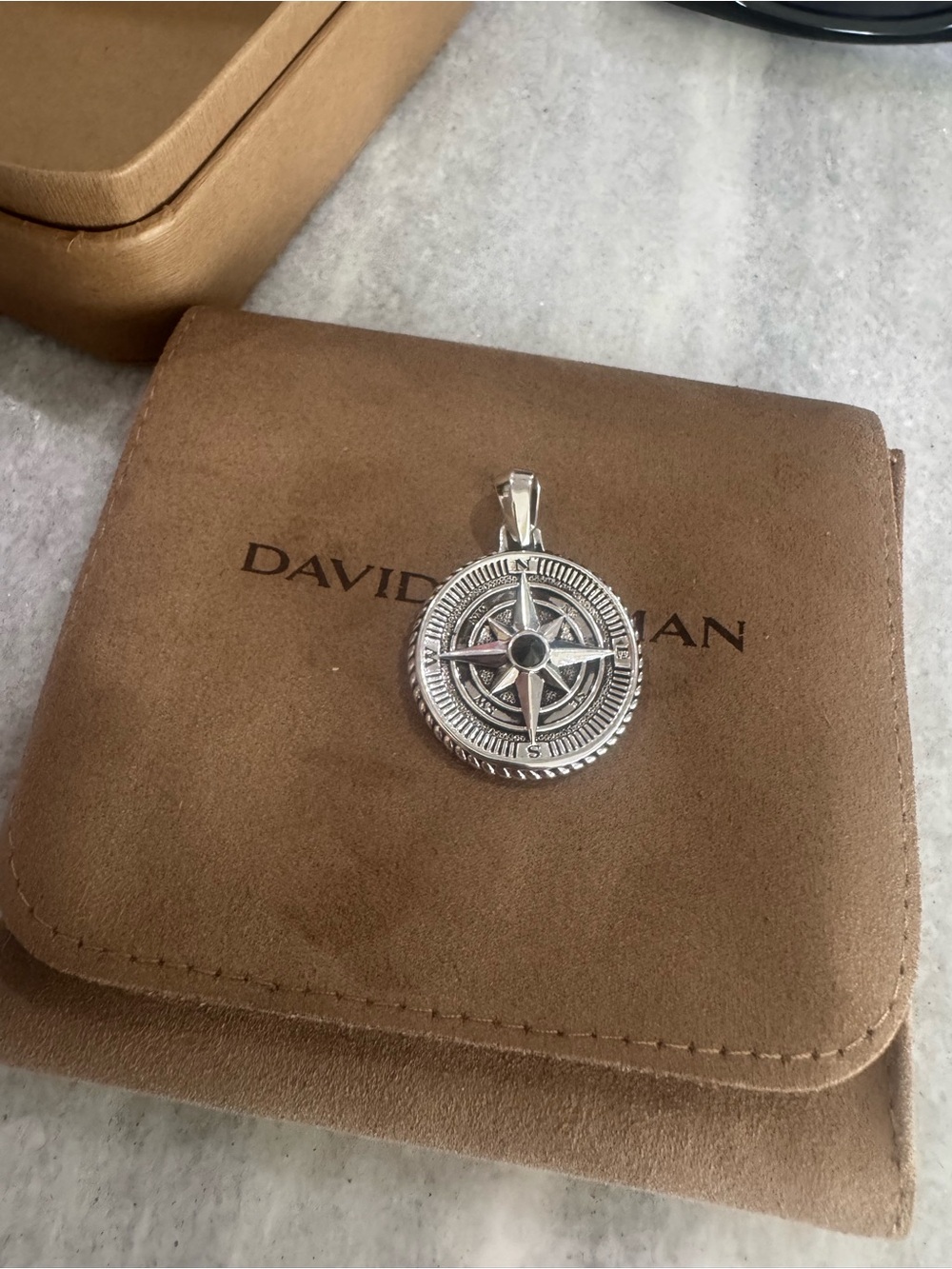 David Yurman Silver Compass Rose Pendant